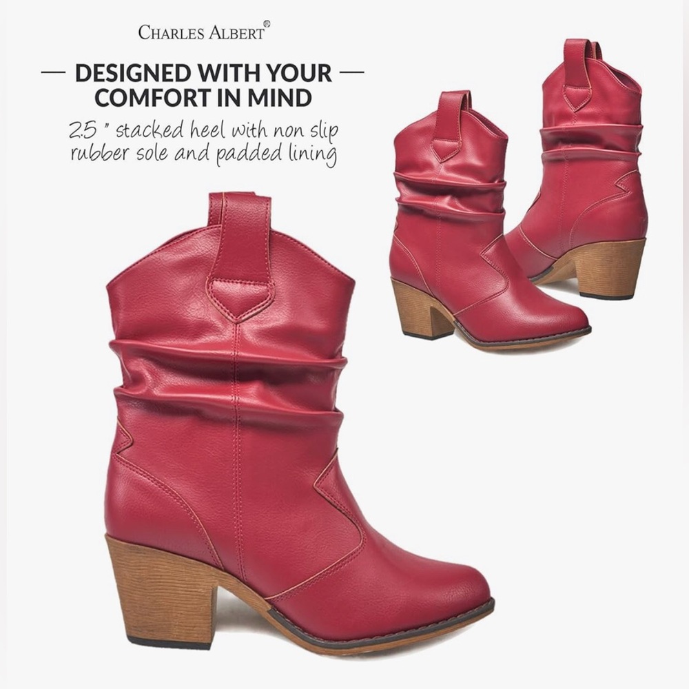❤️Charles Albert Red Cowgirl Boots- Sz 6
